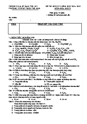 Đề thi học kì II năm học 2014 - 2015 môn Hóa học - Trường PTDTNT - THCS Trà Dơn